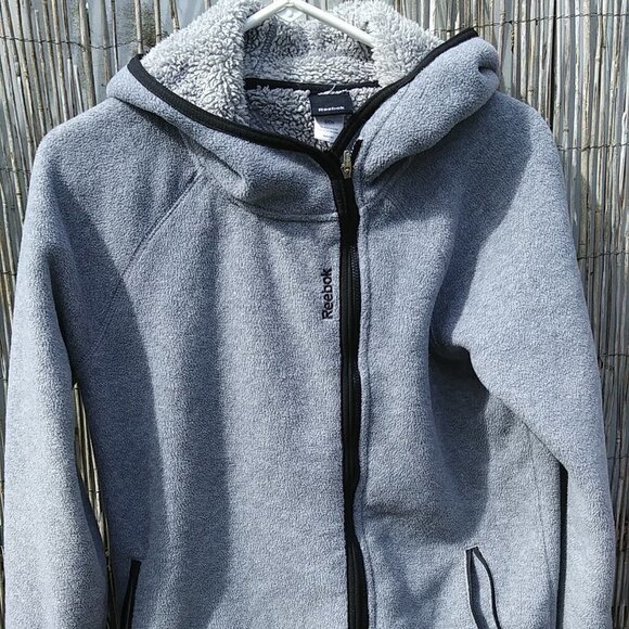 Reebok Fleece Faux Sherpa-Lined Hooded Jacket - S - Picture 2 of 15